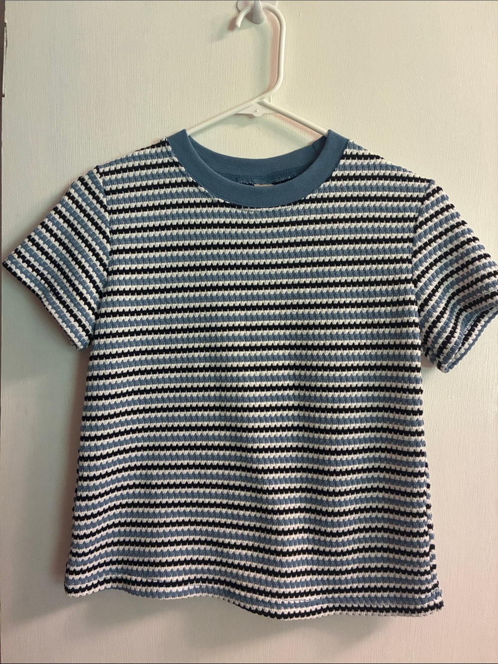 Striped Blue and White Knit Tee - Women